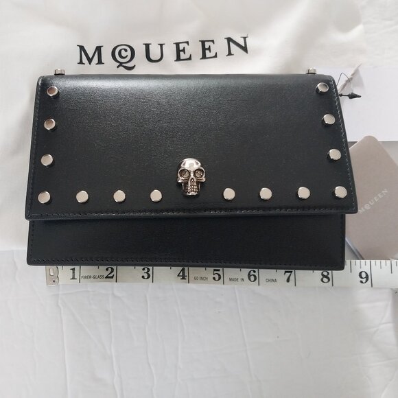 Alexander McQueen Skull Leather Chain Crossbody Black - Picture 9 of 10